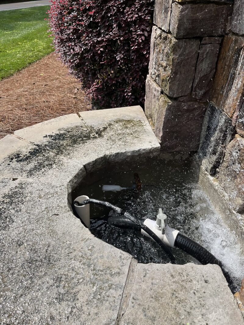 Fountain basin during maintenance service, Raleigh