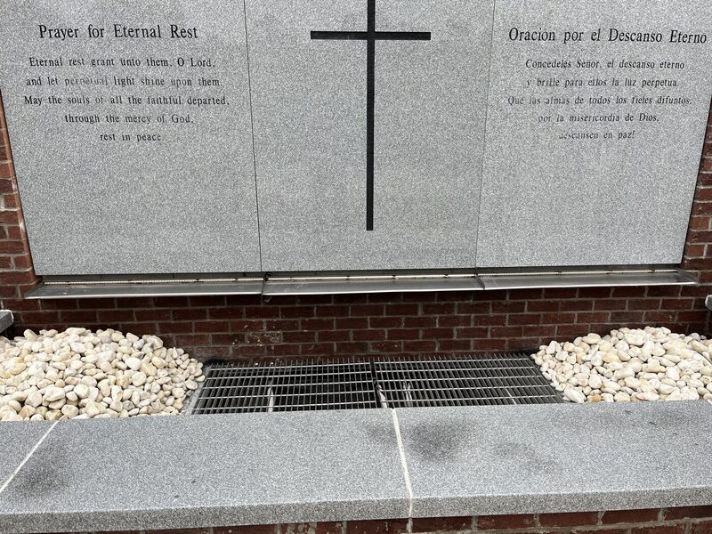 Memorial water feature with stone work, Raleigh