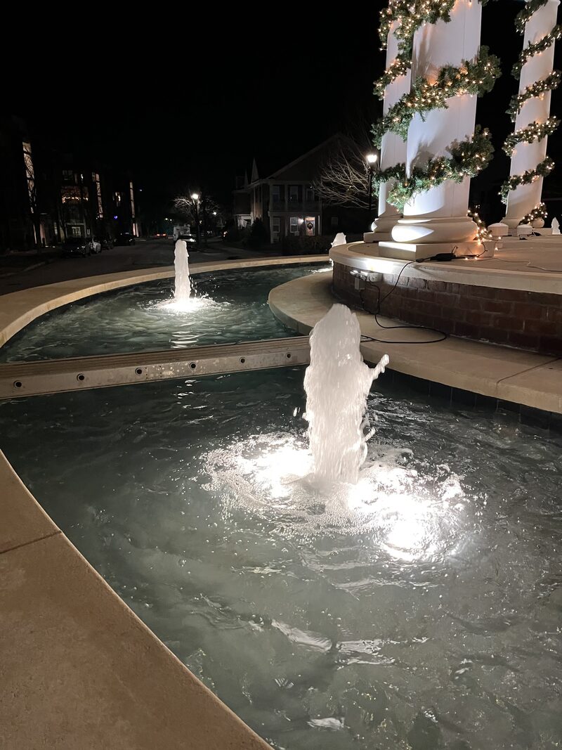 Fountain with night lighting, Raleigh