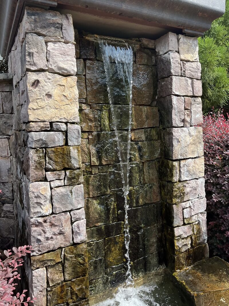 Stone waterfall fountain, Raleigh NC