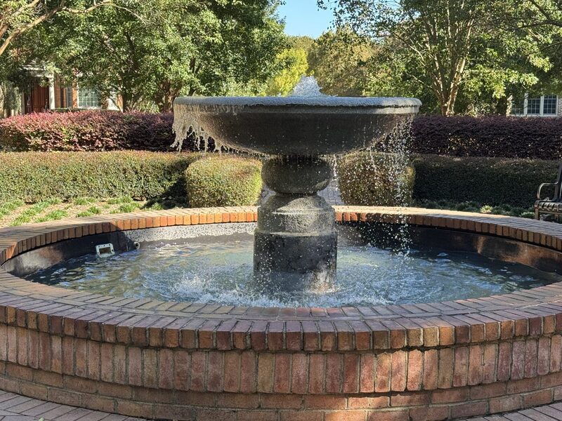 Tiered fountain with brick basin, Raleigh